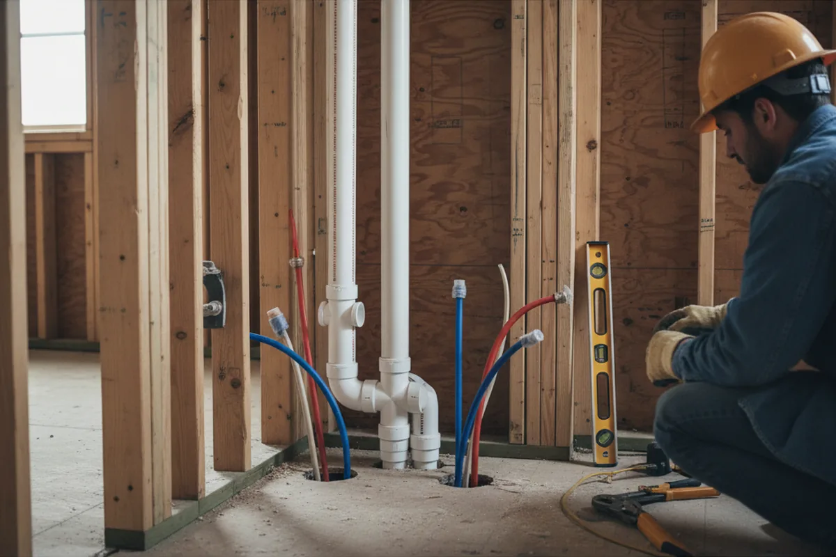 Drain and supply rough-in during Garbage Disposal Repair in Haw River
