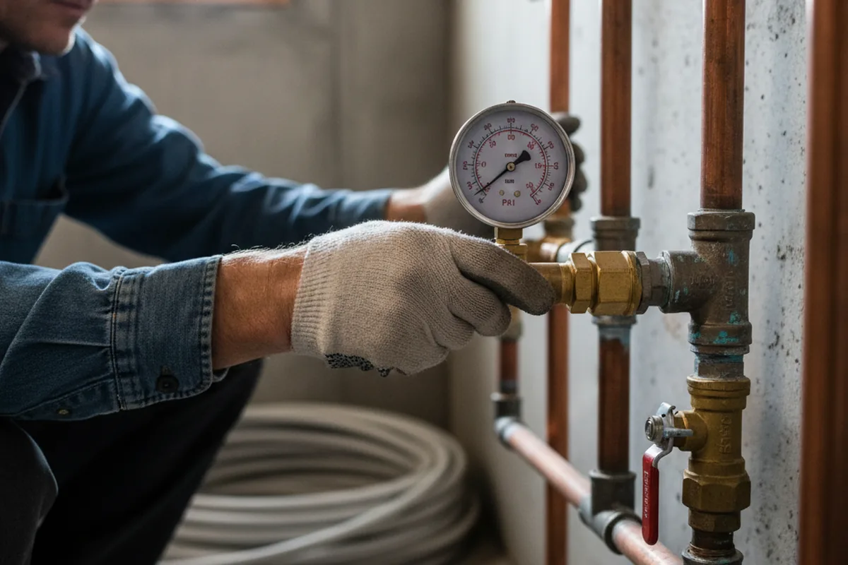 Pressure testing a repaired line during Water Line Repair in Haw River